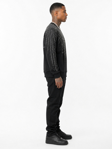 Sweat-shirt à col rond pour homme avec strass, style hip-hop, coupe ample, tricoté noir, coupe classique, pour l'automne, sweats à capuche avec strass - Product Image 3