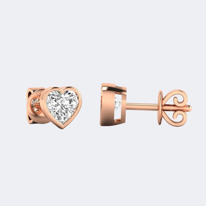 Pendientes de botón con bisel en forma de corazón de 1.00 quilates - Product Image 3