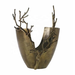 Florero de mesa de Metal con forma novedosa de alta calidad, florero de mesa moderno, florero decorativo de Metal para el hogar, oficina, decoración para sala de estar - Product Image 1
