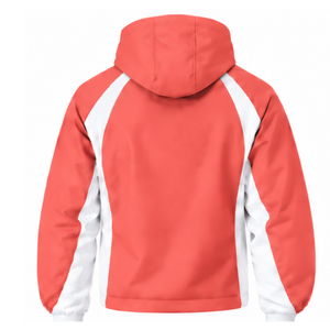 Coral White Hooded Tracksuit Set Full Zip <b>Jacket</b> Matching <b>Straight</b> Pants Custom Team Training Athletic Sportswear Two Piece - Product Image 4