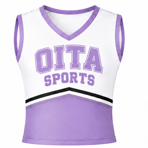 Ensemble d'uniforme de cheerleading violet lavande, haut sans manches à col en V, jupe plissée, tenue de sport pour équipe athlétique, performance de danse, entraînement - Product Image 3