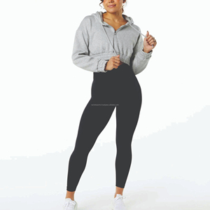 OEM personalizado fabricantes ligero súper suave relajado Fitness Pullover Crop Hoodie largo invierno con capucha para otoño no tejido - Product Image 2