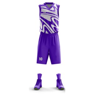 Ensemble de maillot de basket-ball géométrique sans manches pour adulte, toutes saisons, imprimé numérique, débardeur à col en V et short à séchage rapide - Product Image 2
