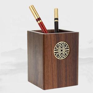 Porte-stylos créatif multifonctionnel en bois, pot à pinceaux, cadeau personnalisé avec LOGO, boîte à stylos carrée en bois jaune, bambou - Product Image 6
