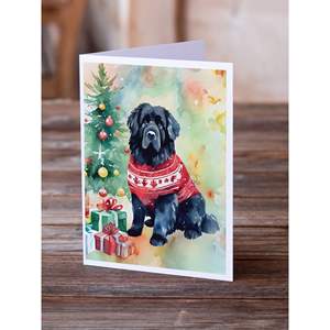 Cartes de vœux de Noël fantaisistes de Terre-Neuve Lot de 8 cartes de note vierges de taille A7 5x7 avec enveloppes - Product Image 2