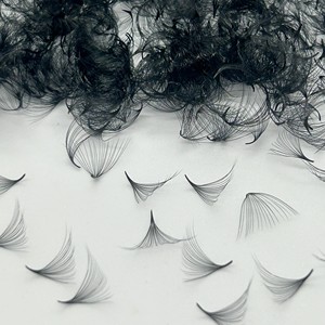 Extensions de cils synthétiques faites à la main en éventail préformé 10D-20D, volume intense, naturelles, longues, étroites, noir mat, base pointue, OEM - Product Image 5