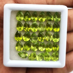 Peridoto natural tallado en forma de pera, piedras preciosas sueltas de 7x9 mm, peridoto facetado de alta calidad para la fabricación de colgantes de joyería, genuino, venta al por mayor. - Product Image 4