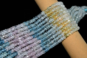 Cuentas facetadas de aguamarina natural multicolor de 4 mm para la elaboración de joyas, 13 pulgadas de longitud, tamaño del orificio de 0,40 mm - Product Image 4