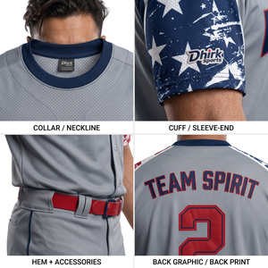 Maillot de baseball patriotique personnalisé sublimé 100 % polyester, uniforme d'entraînement avec logo brodé, tenue d'équipe adulte OEM - Product Image 4