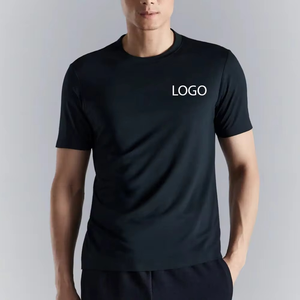 Camiseta de compresión para hombre, color negro medianoche, con logotipo minimalista, ropa deportiva de alto rendimiento, tela elástica, camiseta informal atlética moderna - Product Image 1