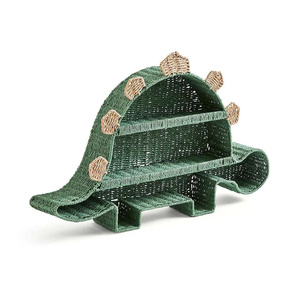 Étagère murale en papier artisanal adorable en forme de dinosaure, double niveau, écologique, organisateur de jouets pour enfants, forme d'animal mignon, à suspendre au mur - Product Image 1