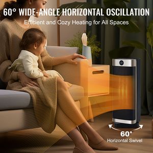 Stufa Elettrica a Infrarossi con Telecomando, Termostato a 2 Livelli Regolabili, Ventilatore Ceramico Silenzioso da 16 Pollici, Protezione da Surriscaldamento - Product Image 5