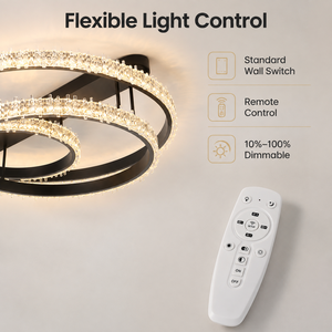 Plafonnier LED moderne à montage en surface, en acrylique et fer, à intensité variable, avec télécommande, pour salon et chambre. - Product Image 4