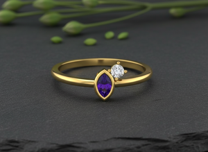 HandMade Custom Design <b>14k</b> <b>Gold</b> Glass filled sapphire Ring <b>Manufacturer</b> Minimalist Promise Ring with VVS1 Lab Grown Diamond - Product Image 3
