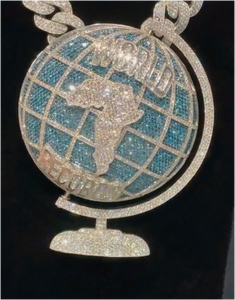 Colgante Iced Out con Diamantes VVS, Estilo Hip Hop, Plata 925, Forma 3D de la Tierra, Colgante Personalizado con Moissanita VVS - Product Image 4