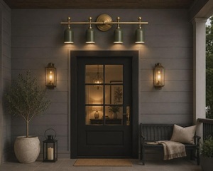 Modern Brass Wall Mount Vanity Light 4-Light Green Shade Indoor Bathroom Fixture - Product Image 5