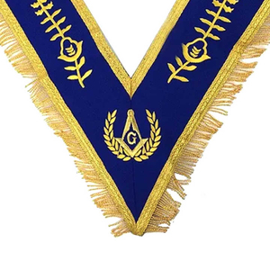 Col de veste maçonnique bleu personnalisé, brodé avec bordure dorée, design classique, badge à coudre sur vêtement - Product Image 5