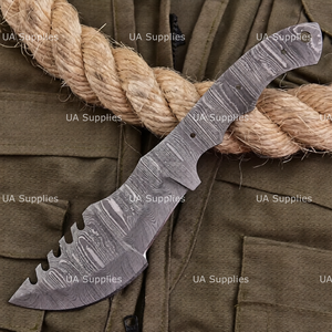 Cuchillo de Acero de Damasco Forjado a Mano de Alta Calidad, Hoja Lisa Pulida, Punta Caída, Kit para Fabricación de Cuchillos de Caza y Camping, OEM - Product Image 5
