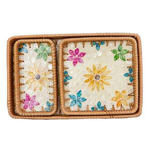 Bandeja de servicio ecológica versátil con hueso de resina de mármol acrílico de madera madreperla-Elegante forma cuadrada para cada evento - Product Image 1