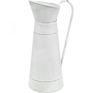 Super Special <b>White</b> Tapered Structured Metal Water Pitcher with Handle Pleasant Drinkware <b>Kettle</b> for Parties - Product Image 2