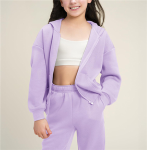 Conjunto de Sudadera con Capucha y Pantalones Deportivos para Niñas, Color Gris, Uniforme Escolar, Logotipo Personalizado, Conjunto Deportivo de 2 Piezas - Product Image 3