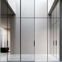 Portes coulissantes en aluminium à double battant, cadre fin et moderne ALUFRONT, en alliage d'aluminium et verre trempé, pour villas et hôtels