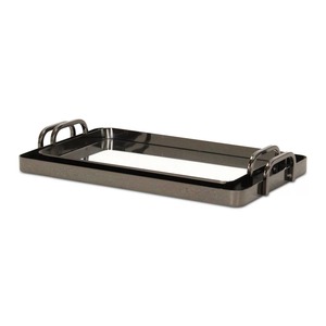 Plateau de service en aluminium poli Jaffs Exports JE464, forme irrégulière, motif feuille gravé, pour fruits, compatible micro-ondes, décoration - Product Image 2