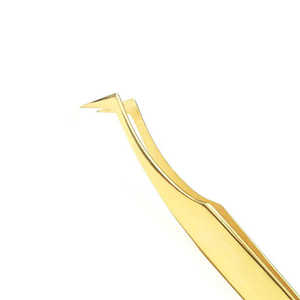 Pince à épiler pour extensions de cils SHAHZIK INTERNATIONAL, acier inoxydable, haute qualité, couleur or, pointe brillante, 90 degrés, volume des cils - Product Image 6