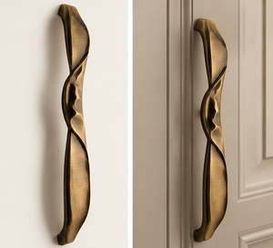 Poignée de porte en forme de feuille torsadée, finition bronze antique, longue poignée de meuble au contour fluide, quincaillerie décorative pour meubles - Product Image 4