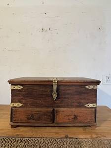 Paradise Handicrafts Contemporary Solid Teak <b>Storage</b> <b>Chest</b> with 3 Brass Drawers for Bedroom & Living Room - Product Image 1