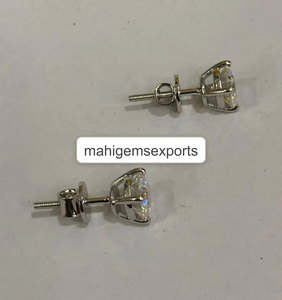 Women's 2 CT White Round Moissanite <b>Stud</b> Earrings 6.5MM VVS Clarity 925 <b>Sterling</b> <b>Silver</b> Wedding Hiphop Style - Product Image 4