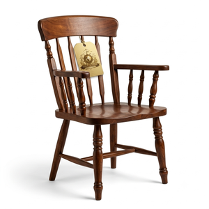 Silla de Capitán Tradicional de Madera Maciza con Respaldo de Espiga, Sillón Vintage de Nogal para Escritorio, Asientos al por Mayor para Cafeterías y Restaurantes - Product Image 1
