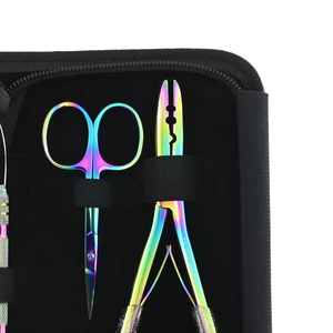 Kit d'outils professionnels pour extensions de cheveux en micro-perles, en acier inoxydable noir mat, durable et réutilisable, avec pinces, aiguilles, crochets, boucles, logo personnalisé - Product Image 5