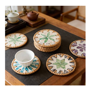 Colorful Shells Round Rattan Coaster Dining <b>Table</b> <b>Protector</b> Placemats Hot Selling Stylish & Decorative Mats & Pads - Product Image 2
