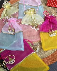 Organza Gota Patti Potli Indian Wedding Favor Gift <b>Bags</b> Dry Fruit Candy Packing Festive Diwali Christmas <b>Easter</b> Ramadan - Product Image 3