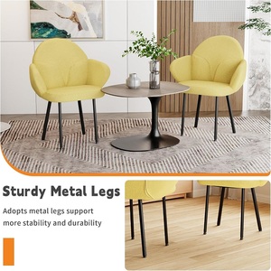 <span class=keywords><strong>Sedie</strong></span> da Pranzo Imbottite Gialle in Stile Mid-Century Moderno con Braccioli e Gambe in Metallo per <span class=keywords><strong>Cucina</strong></span>, Sala da Pranzo, Camera da Letto - Product Image 5