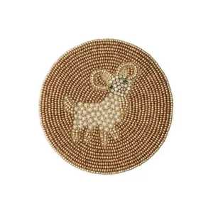 NOUSHAD HANDICRAFTS NH-972 Juego de Posavasos de Resina con Cuentas Gris Negro Marrón Blanco Textil Moderno Impermeable Duradero Promocional para Mesa - Product Image 4