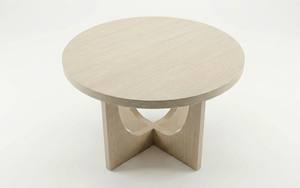 Table basse ronde moderne en bois d'hévéa durable et placage de chêne MDF KD avec design décoratif, garantie 1 an - Product Image 2