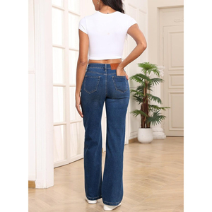 Women's Denim Jeans High Waist Straight Leg Regular Fit Medium Rise Breathable Eco-Friendly Summer Casual Wear Light Color Pants - Product Image 5