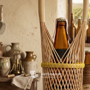 Porta Botellas de Ratán, Cesta de Regalo Tejida para una Sola Botella con Asa, Porta Botellas de Vino y Cerveza Artesanal para Picnic y Regalos - Product Image 4