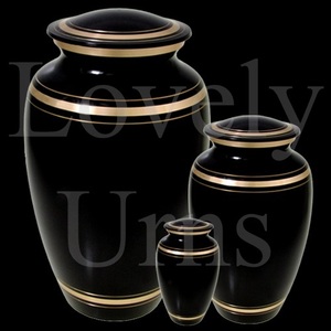 Urnas funerarias lisas negras y doradas al por mayor en 3 tamaños, medianas para adultos, contenedor conmemorativo para cenizas. - Product Image 5