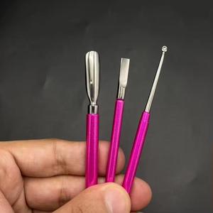 Kit de manucure professionnel 7 en 1 en acier inoxydable, outils de manucure à ressort unique, couleur rose, style classique, pour adultes - Product Image 4