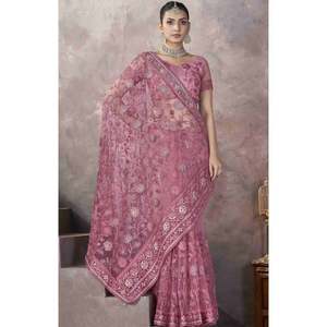 Designer Embroidery Saree for Party <b>Performance</b> <b>Wear</b> with Elegant Look - Product Image 4