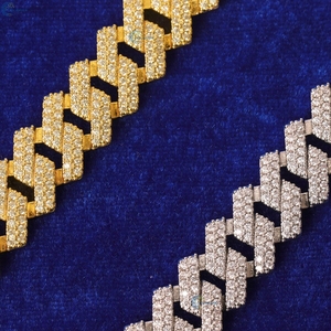 Pulsera de eslabones cubanos con diamantes cultivados en laboratorio, micro pavé, estilo hip hop, para él. - Product Image 5