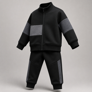 Survêtement Garçon Color Block Manches Longues Fermeture Éclair Devant Décontracté Automne Polyester Coton Mi-lourd Coupe Classique Poches Latérales - Product Image 2