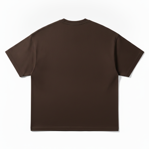 เสื้อยืดผู้ชายสีน้ำตาลปักลาย คอโอ แขนสั้น ทรงปกติ ผ้าเจอร์ซีย์คอตตอน พร้อมลายตราสัญลักษณ์ สไตล์ลำลอง - Product Image 5