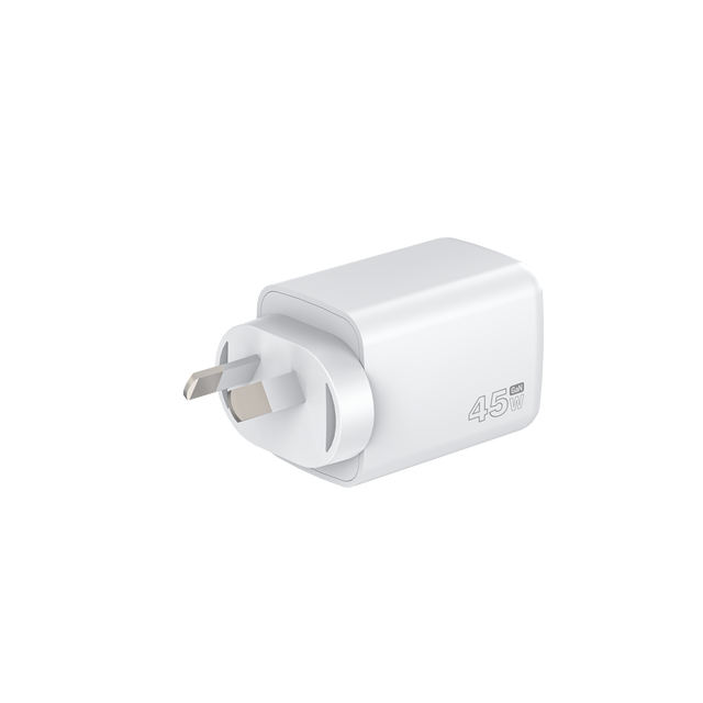 SAA 45W GaN Fast Charger AU Plug USB-A+USB-C Dual Port PD PPS Wall Charger Portable Travel Power Adapter For Laptop Mobile Phone