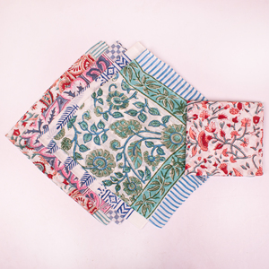 Craftjaipur Summer Collection Eco-Friendly Cotton Hand Block Printed Floral Pattern Breathable <b>Tie</b> <b>Back</b> Multifunctional Bandana - Product Image 4