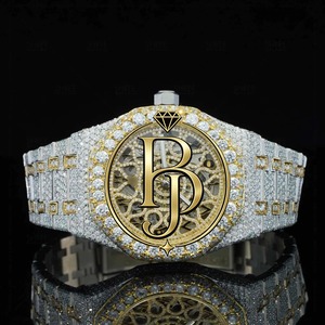Briva Jewels BJ-06 Men's Fashion Moissanite Analog <b>Watch</b> Japanese Movement Auto Date 41mm Stainless Steel <b>Case</b> Band 10 Bar Water - Product Image 1