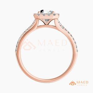 แหวนหมั้นทรง Asscher ชุบทองคำสีกุหลาบ ประดับเพชร CZ แบบ Pave Band ดีไซน์สวยงามสำหรับผู้หญิง เหมาะสำหรับงานแต่งงาน - Product Image 6